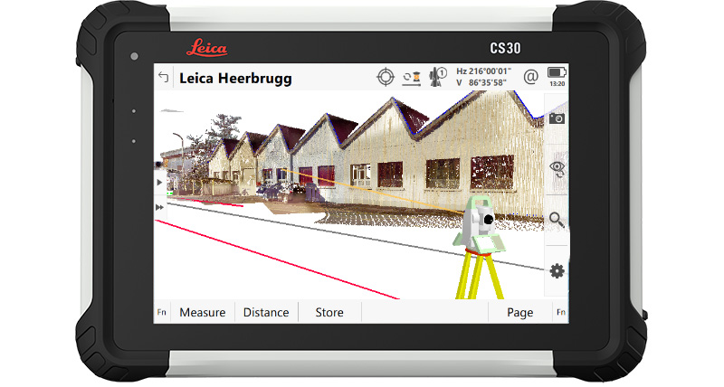 A Leica Captivate Rail App screenshot showing check track with a gauge device on a CS30 field controller.